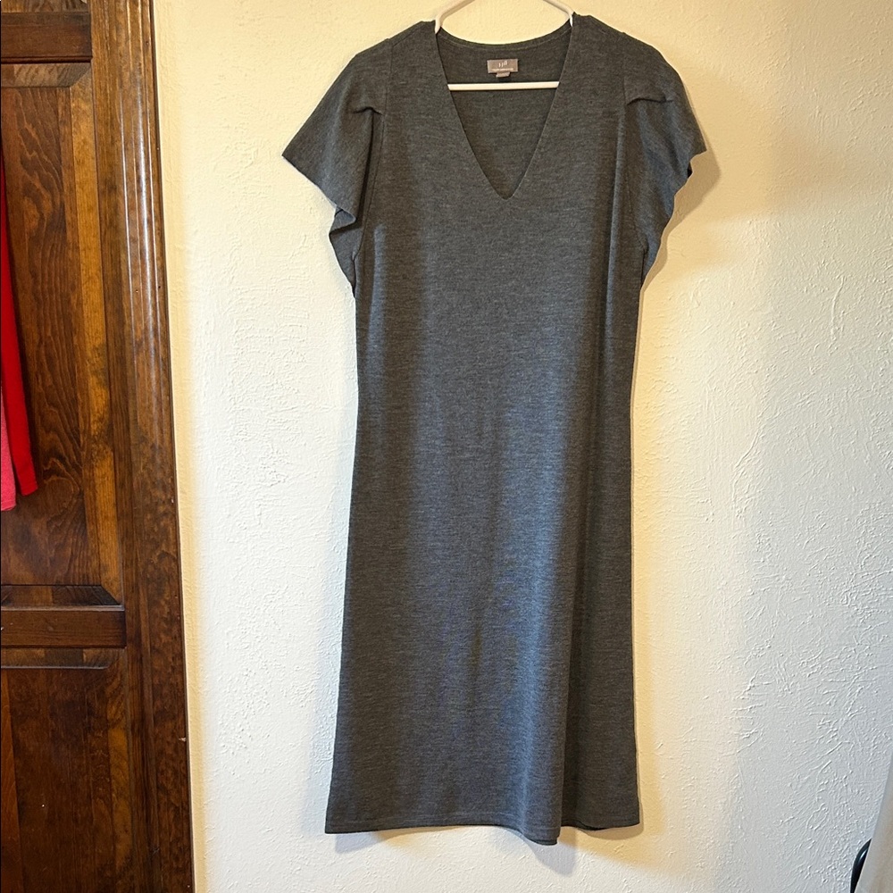 Gray V-Neck sweater Dress